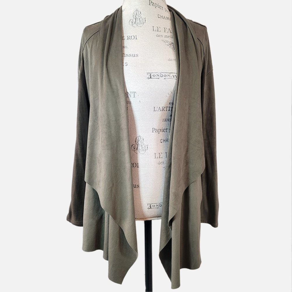 Nordstrom Blank NYC Cloud Nine Olive Khaki Drape Front Jacket - Size Sma…